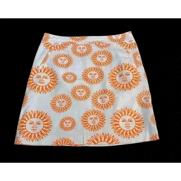 J McLaughlin Orange & White Sun Skirt Size 8 - Picture 4 of 12